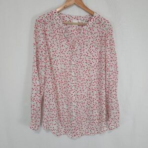 Zac & Rachel Women's Allover Cherry Print Button Front Top